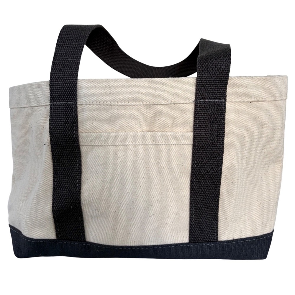 Guggenheim Canvas Tote Bag Cream Black Small Boat Tote Handbag